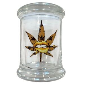 Glass Art Jar with Leaf Design